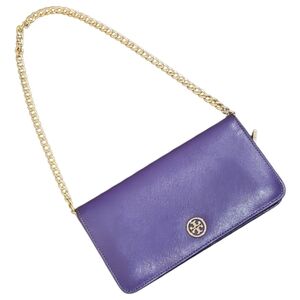 Tory Burch Long Dual Snap Purple Wallet + Chain